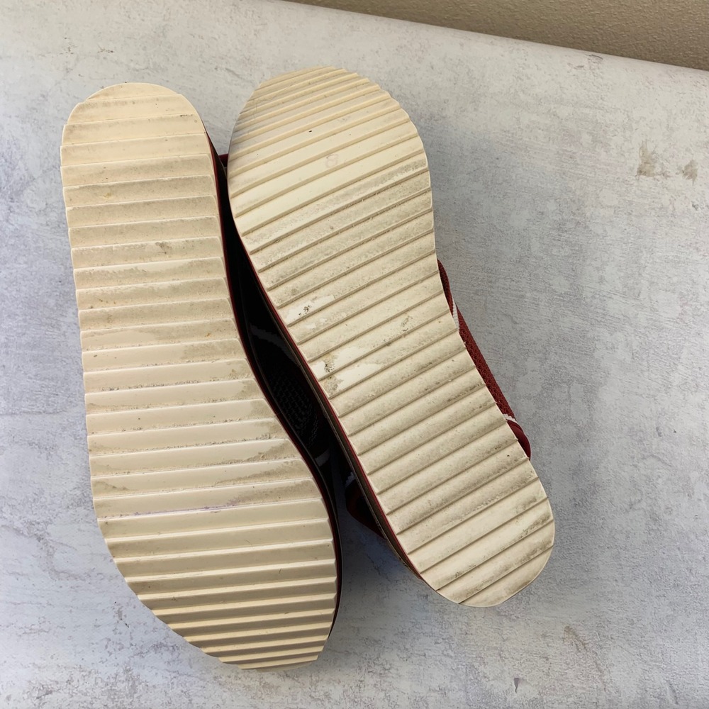 Yellow Box 9 Platform Sandals Red Knit Striped Wedge Slingback - Picture 11 of 11